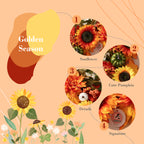 Autumn Door Decor with Pumpkins, Sunflowers & Maple Leaves 24"