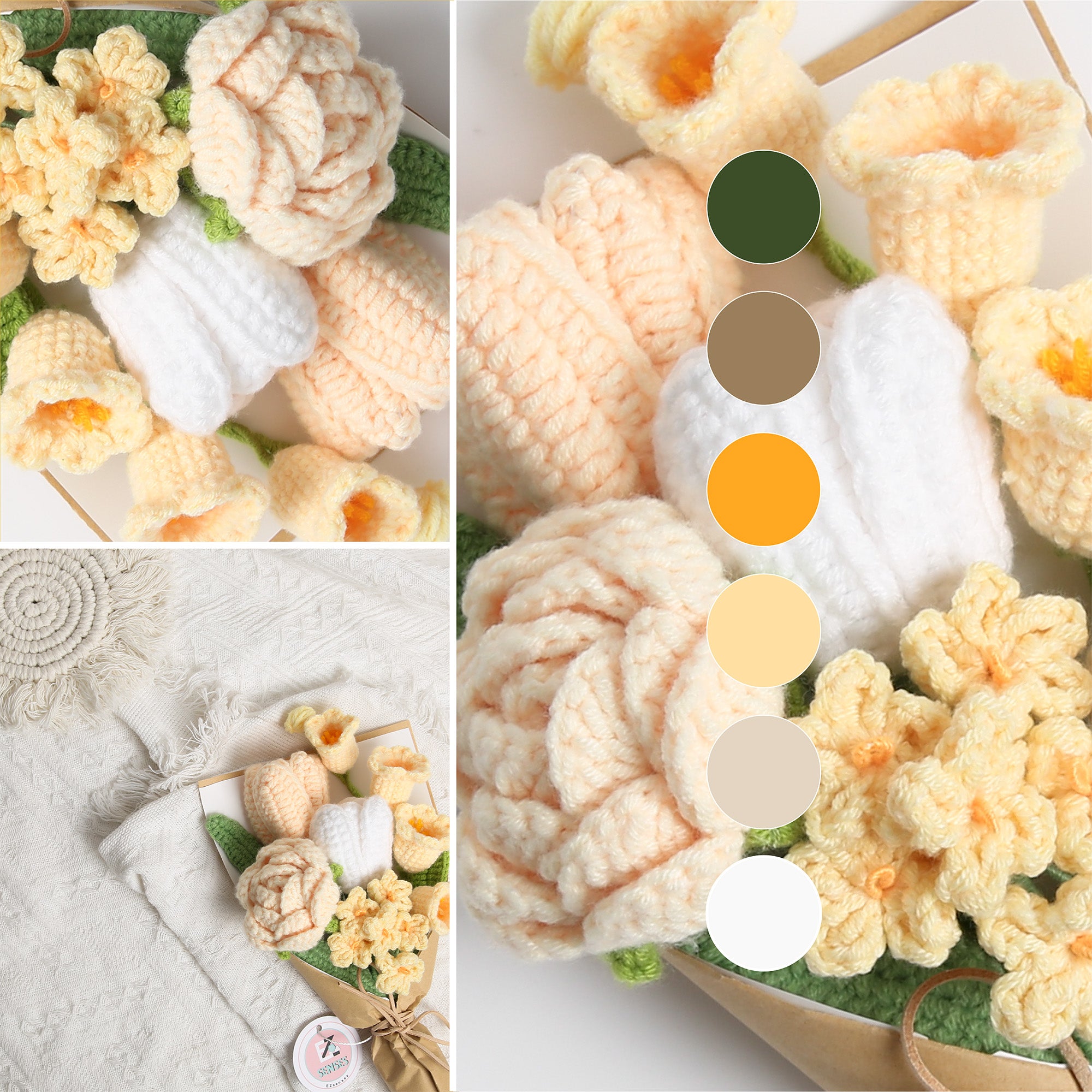 Mini Tulip Crochet Flowers Bouquet - Sunny Yellow