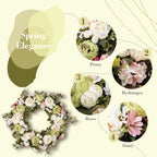 Peony Wreath - Floral Artificial Wreath - Green 23"