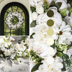 Peony Wreath - Floral Artificial Wreath - White 23"