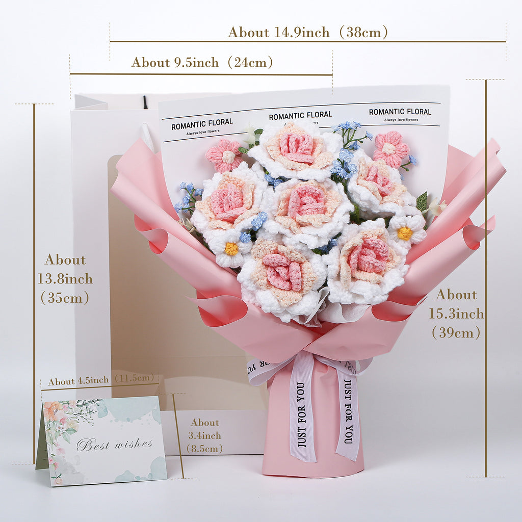 Crochet Flowers Bouquet - Pink Rose