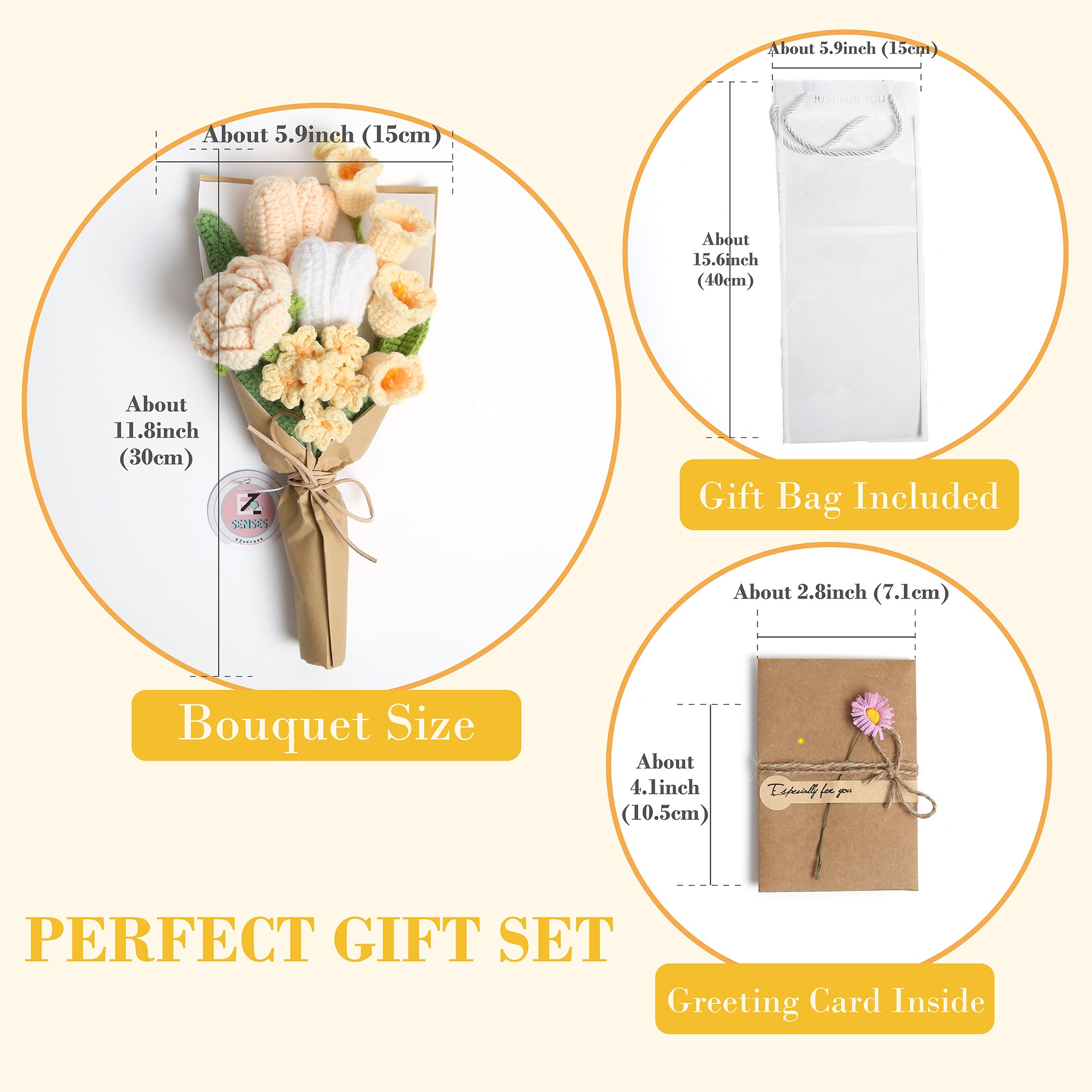 Mini Tulip Crochet Flowers Bouquet - Sunny Yellow