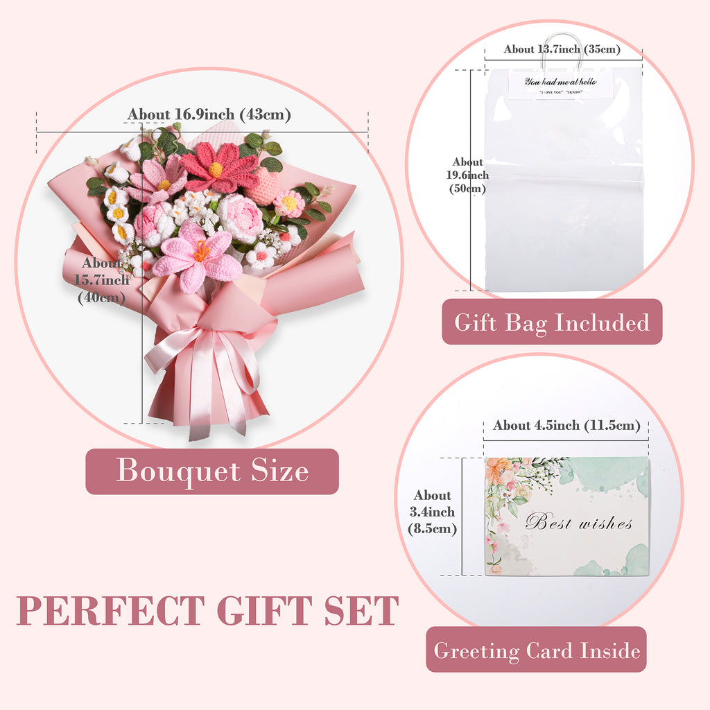 Crochet Flowers Bouquet - Pink Premium