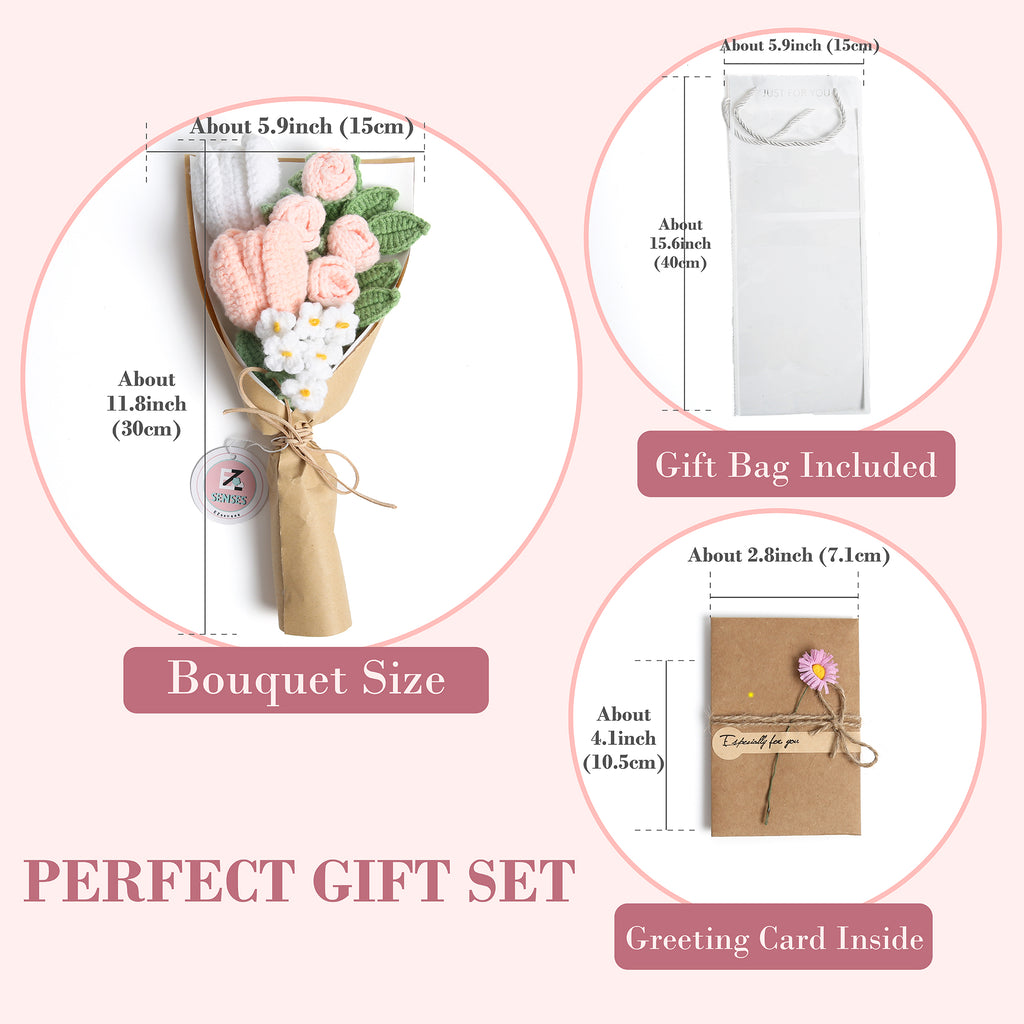 Mini Tulip Crochet Flowers Bouquet - Pink