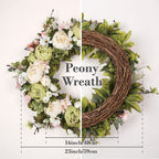 Peony Wreath - Floral Artificial Wreath - Green 23"